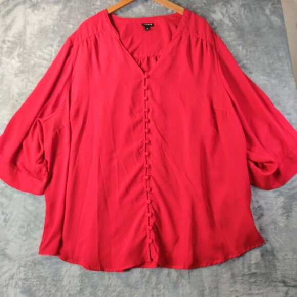 Torrid Womens Button Front 5 Plus Size Red Dolman Sleeve Boho Casual‎ Everyday - Picture 1 of 12
